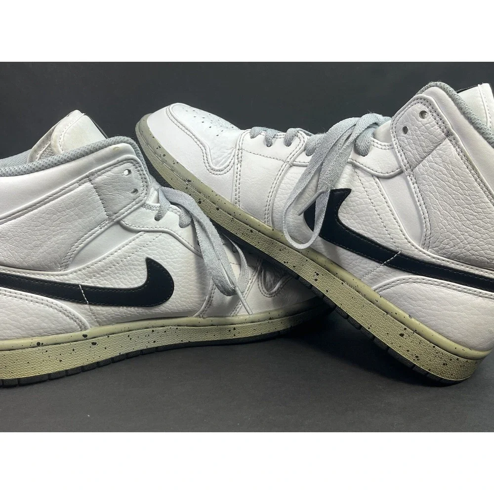 Air Jordan 1 Mid White Cement Men's Size 8 Sneakers 554724-115 Leather Nike